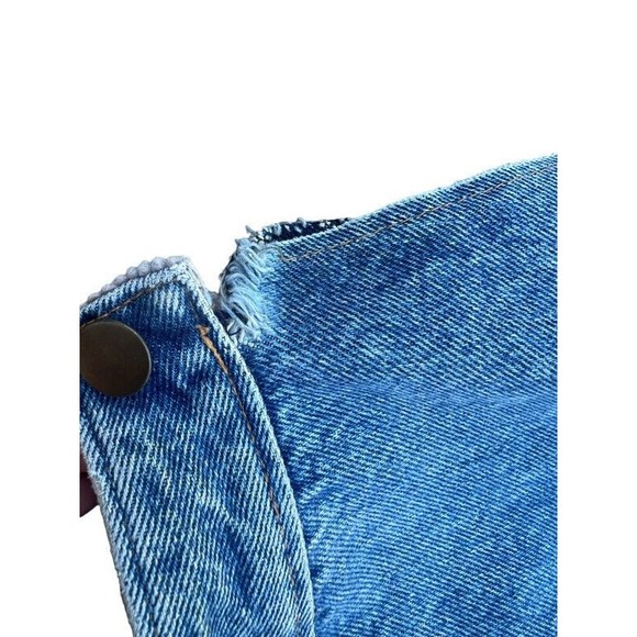 Vintage 80s French Navy Long Sleeve Corduroy Accents Distressed  Denim Jacket M - Picture 9 of 9